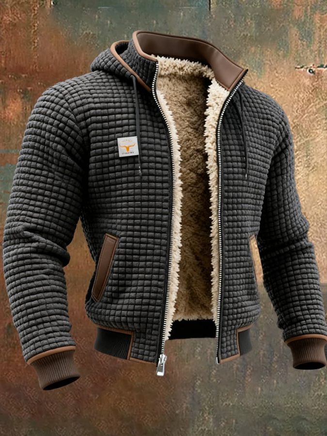 Hooded Sherpa-Lined Winter Fleece Jacket for Men - View 6