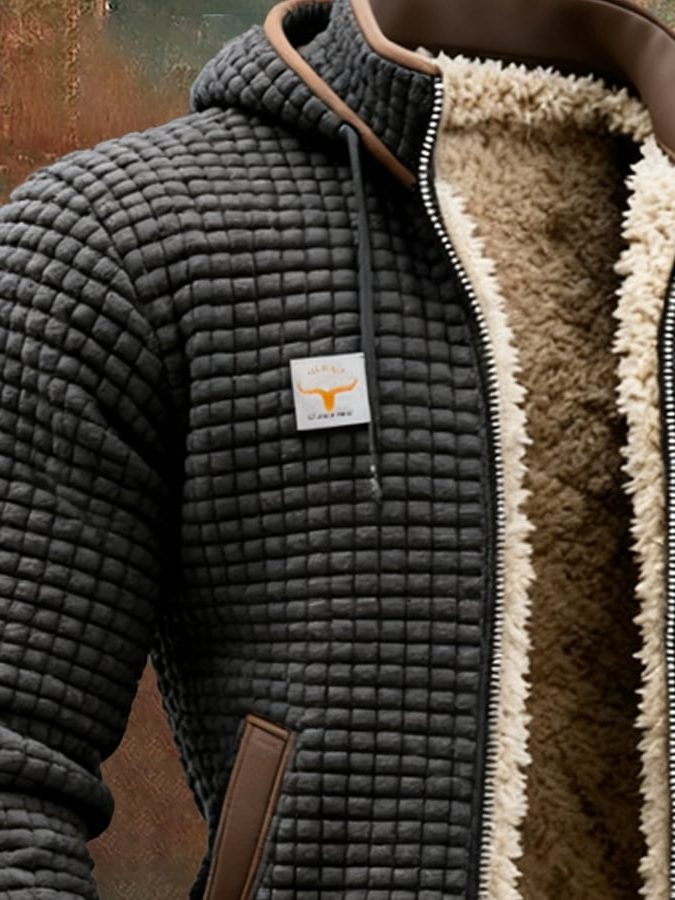 Hooded Sherpa-Lined Winter Fleece Jacket for Men - View 7