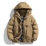 Hooded Winter Puffer Jacket with Stand Collar for Men