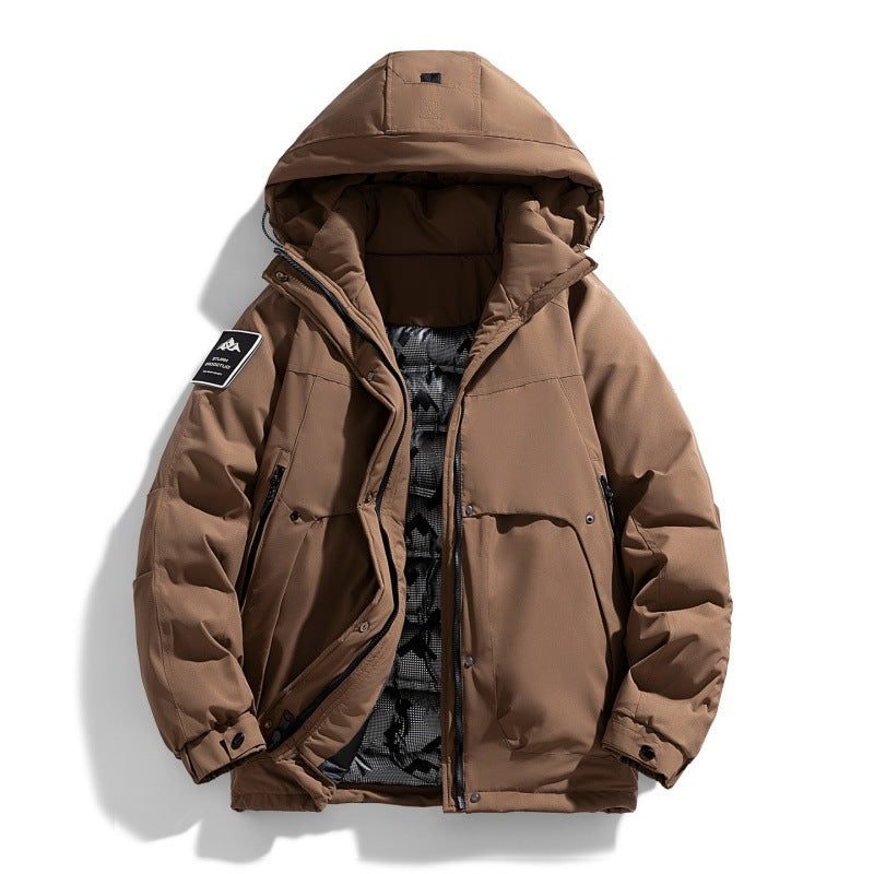 Hooded Winter Puffer Jacket with Stand Collar for Men - View 5
