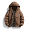 Hooded Winter Puffer Jacket with Stand Collar for Men - Braun