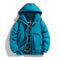 Hooded Winter Puffer Jacket with Stand Collar for Men - Turquoise blue
