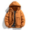 Hooded Winter Puffer Jacket with Stand Collar for Men - Orange red