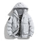 Hooded Winter Puffer Jacket with Stand Collar for Men - Offwhite