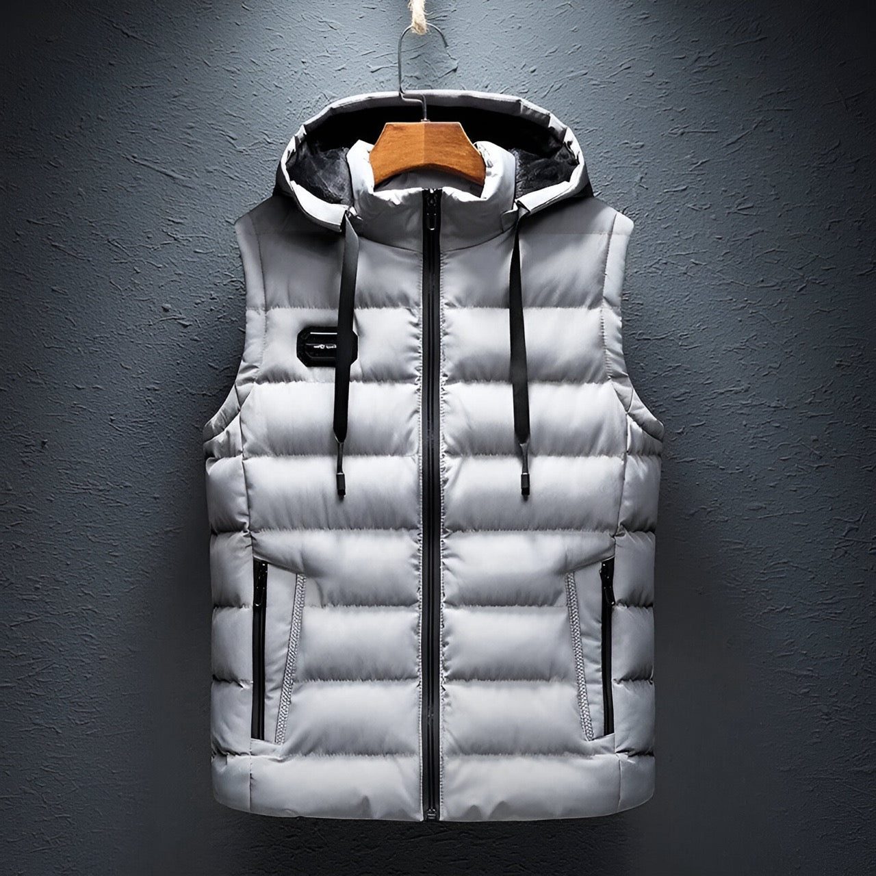 Hooded Winter Puffer Vest for Men - White