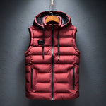 Hooded Winter Puffer Vest for Men - Red