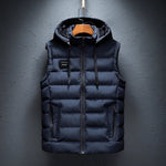 Hooded Winter Puffer Vest for Men - Navy