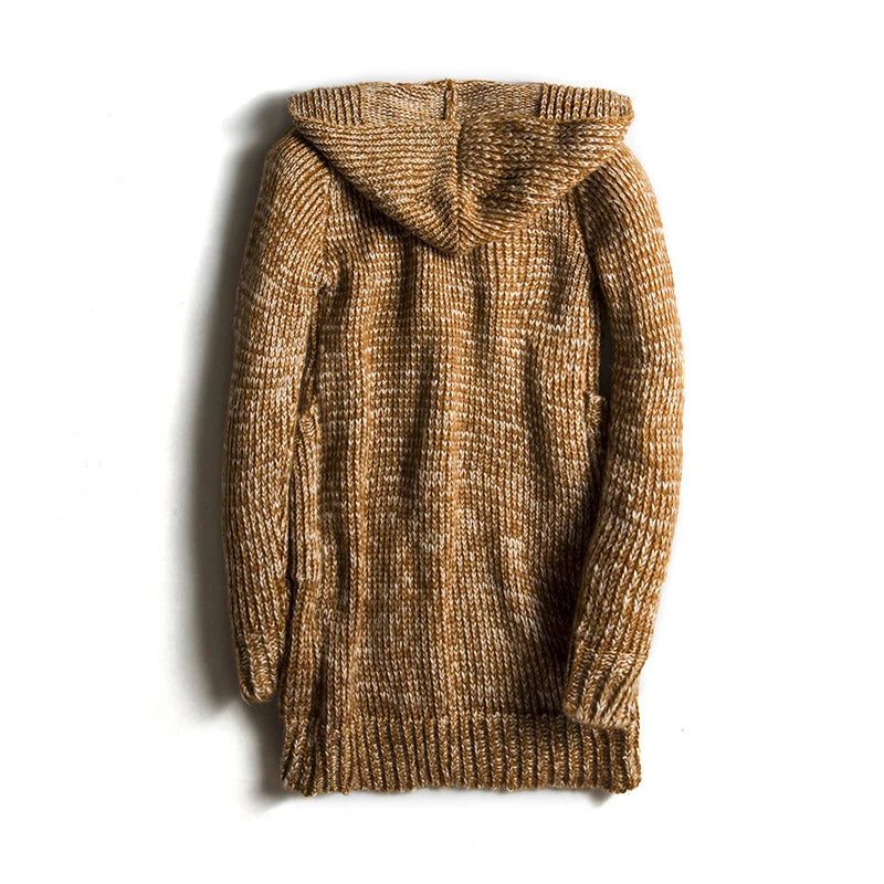 Hooded Wool Blend Winter Cardigan with Toggle Buttons for Men - View 5