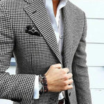 Houndstooth Check Blazer with Notch Lapel for Men