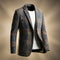 Houndstooth Wool Blend Blazer with Notch Lapel for Men - Gray