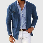 Knit Lapel Blazer for Men - Blue