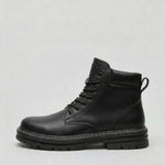 Lace-Up Chunky Sole Ankle Boots for Men - Black