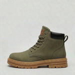 Lace-Up Chunky Sole Ankle Boots for Men - Dark Green