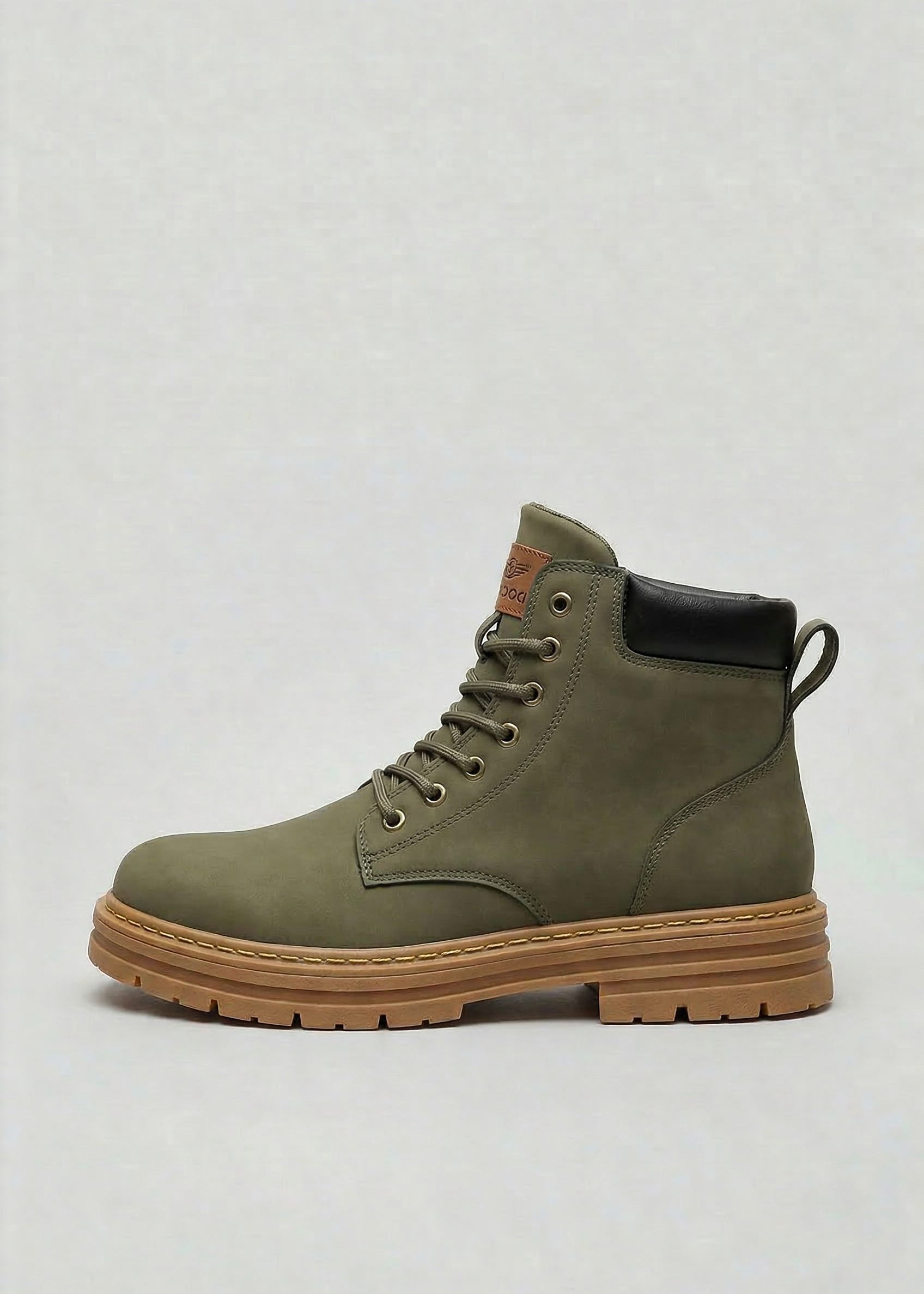 Lace-Up Chunky Sole Ankle Boots for Men - Dark Green