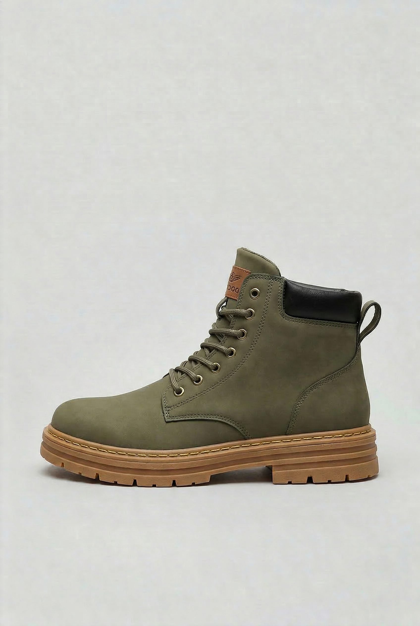 Lace-Up Chunky Sole Ankle Boots for Men - Dark Green