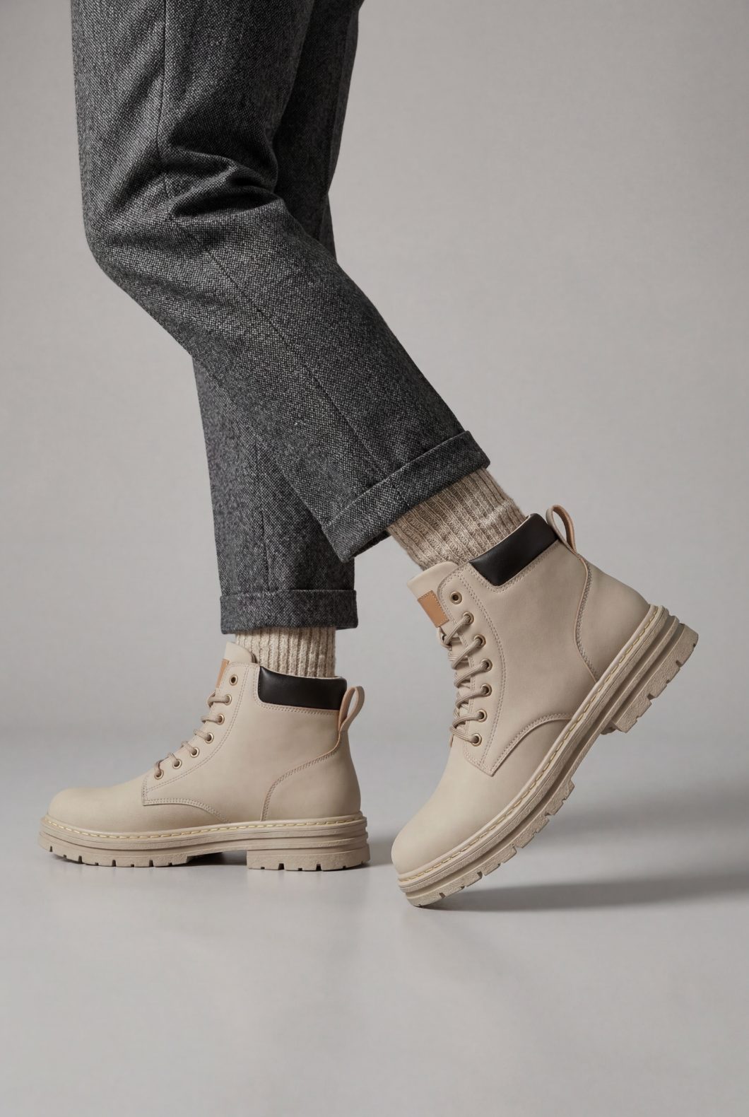 Lace-Up Chunky Sole Ankle Boots for Men - View 2