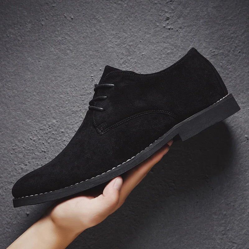 Lace-Up Derby Shoes with Suede Upper for Men - View 9