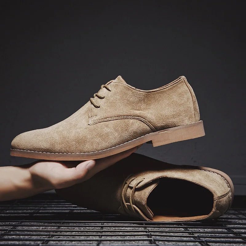 Lace-Up Derby Shoes with Suede Upper for Men - View 13