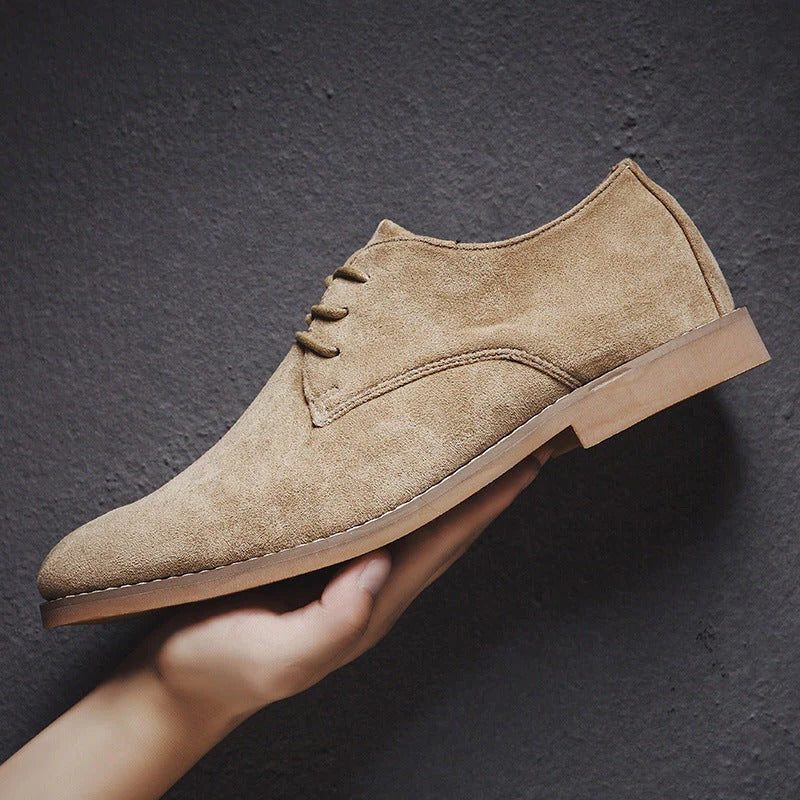 Lace-Up Derby Shoes with Suede Upper for Men - View 14