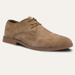 Lace-Up Derby Shoes with Suede Upper for Men - Khaki