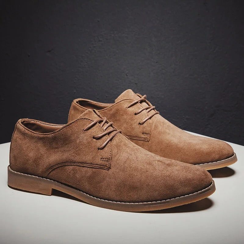 Lace-Up Derby Shoes with Suede Upper for Men - View 2