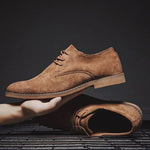 Lace-Up Derby Shoes with Suede Upper for Men - View 3