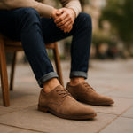 Lace-Up Derby Shoes with Suede Upper for Men - View 5