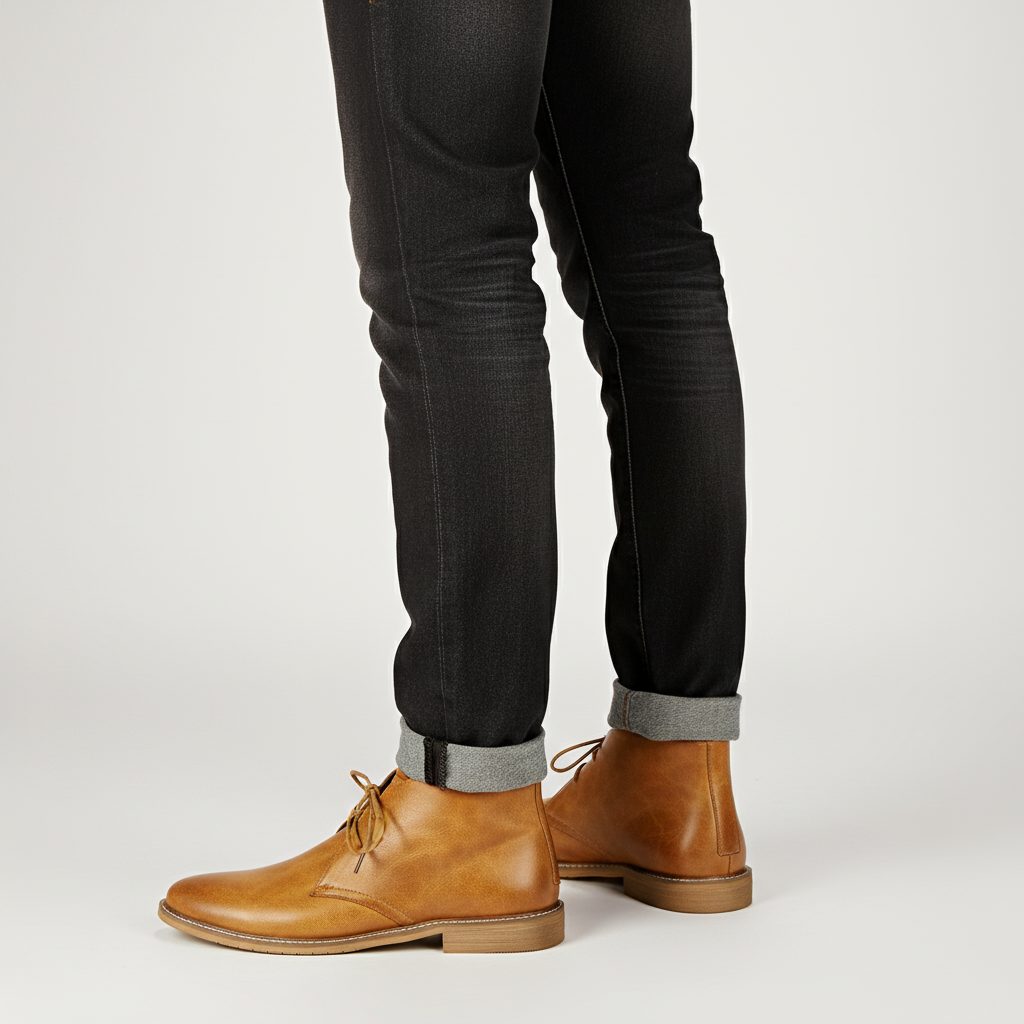 Lace-Up Desert Boots for Men - Light Brown