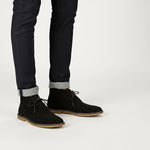 Lace-Up Desert Boots for Men - Black Suede