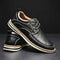 Lace-Up Genuine Leather Oxford Shoes with Cushioned Ankle Collar for Men - Black