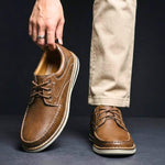 Lace-Up Genuine Leather Oxford Shoes with Cushioned Ankle Collar for Men - View 2