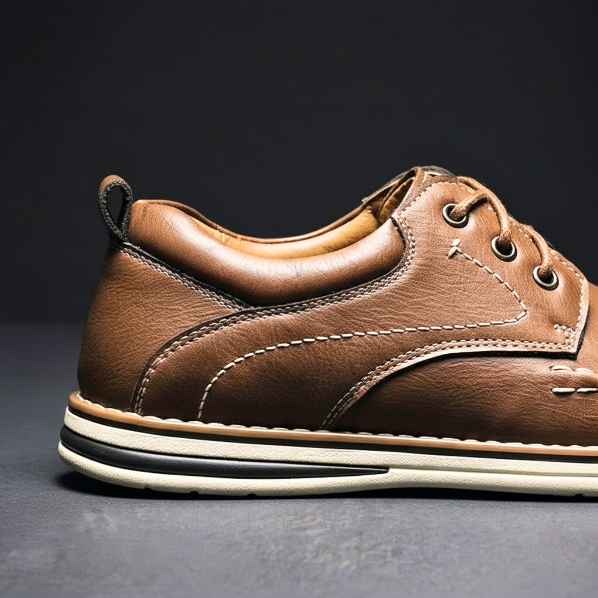 Lace-Up Genuine Leather Oxford Shoes with Cushioned Ankle Collar for Men - View 3