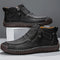Lace-Up Leather Ankle Boots for Men - Black
