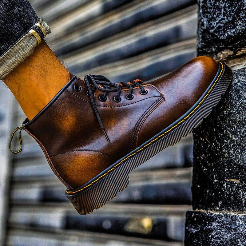 Lace-Up Leather Ankle Boots for Men - View 6