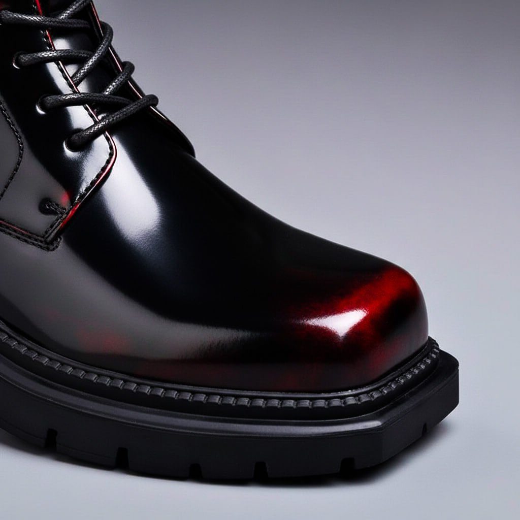 Lace-Up Leather Ankle Boots with Chunky Sole for Men - View 3