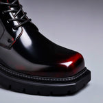 Lace-Up Leather Ankle Boots with Chunky Sole for Men - View 3