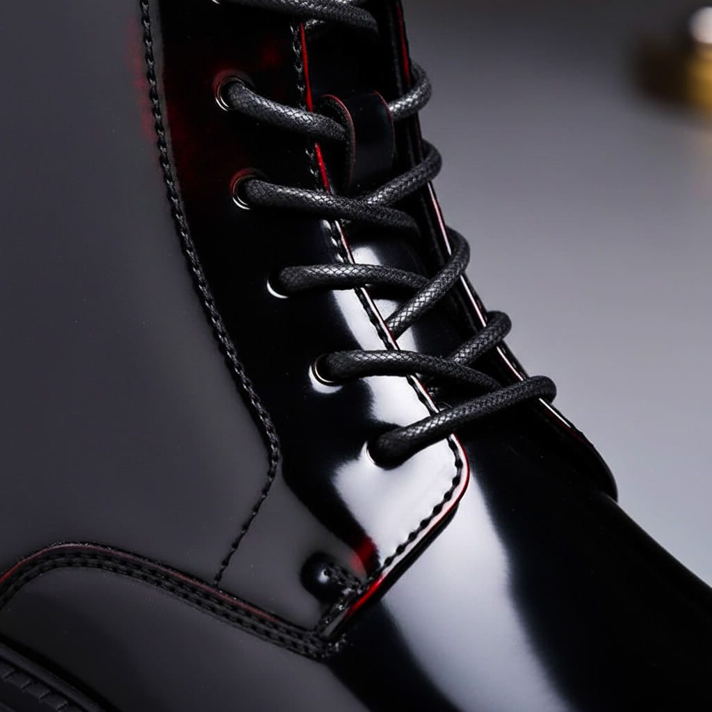 Lace-Up Leather Ankle Boots with Chunky Sole for Men - View 4