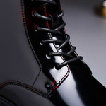 Lace-Up Leather Ankle Boots with Chunky Sole for Men - View 4