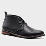Lace-Up Leather Chukka Boots for Men - Black