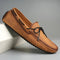 Lace-Up Leather Loafers for Men - Chestnut Brown