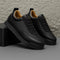 Lace-Up Leather Platform Sneakers for Men - Black