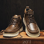 Lace-Up Leather Shoes with Lug Sole for Men - View 4