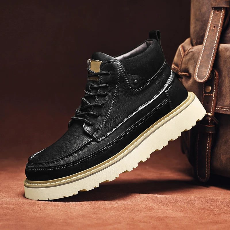 Lace-Up Leather Shoes with Lug Sole for Men - View 9