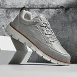 Lace-Up Leather Sneakers for Men - Gray