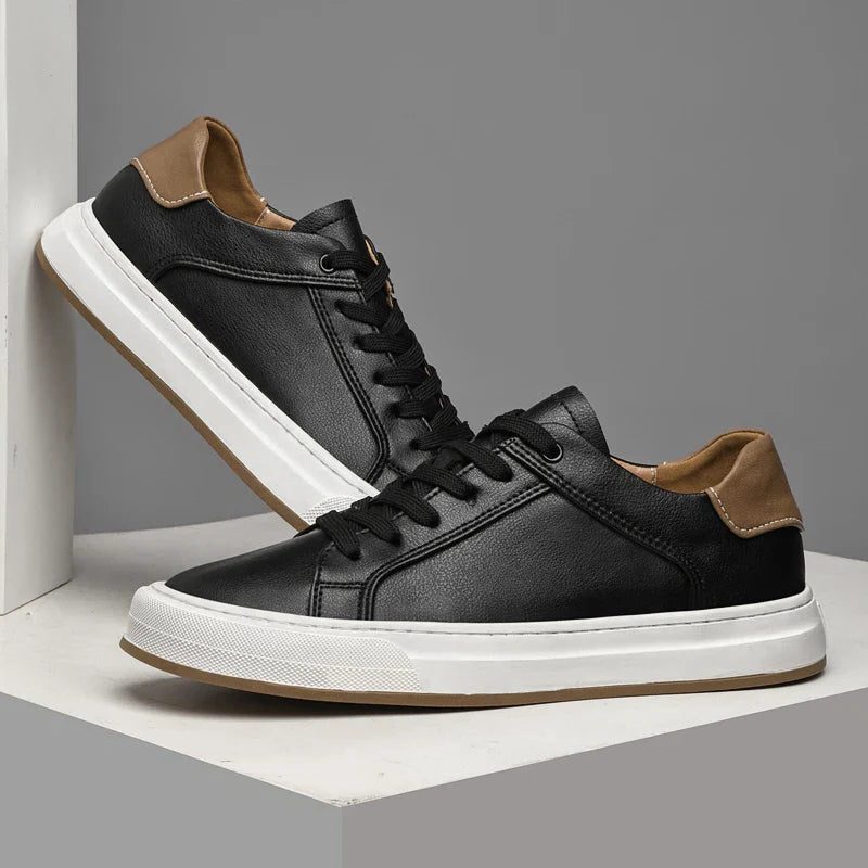 Lace-Up Leather White Sole Sneakers for Men