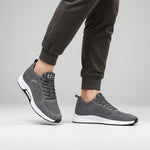 Lace-Up Mesh Sneakers for Men - Gray