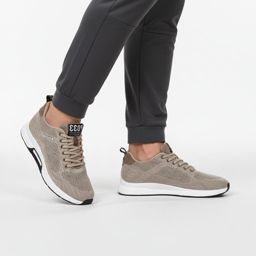 Lace-Up Mesh Sneakers for Men - Beige