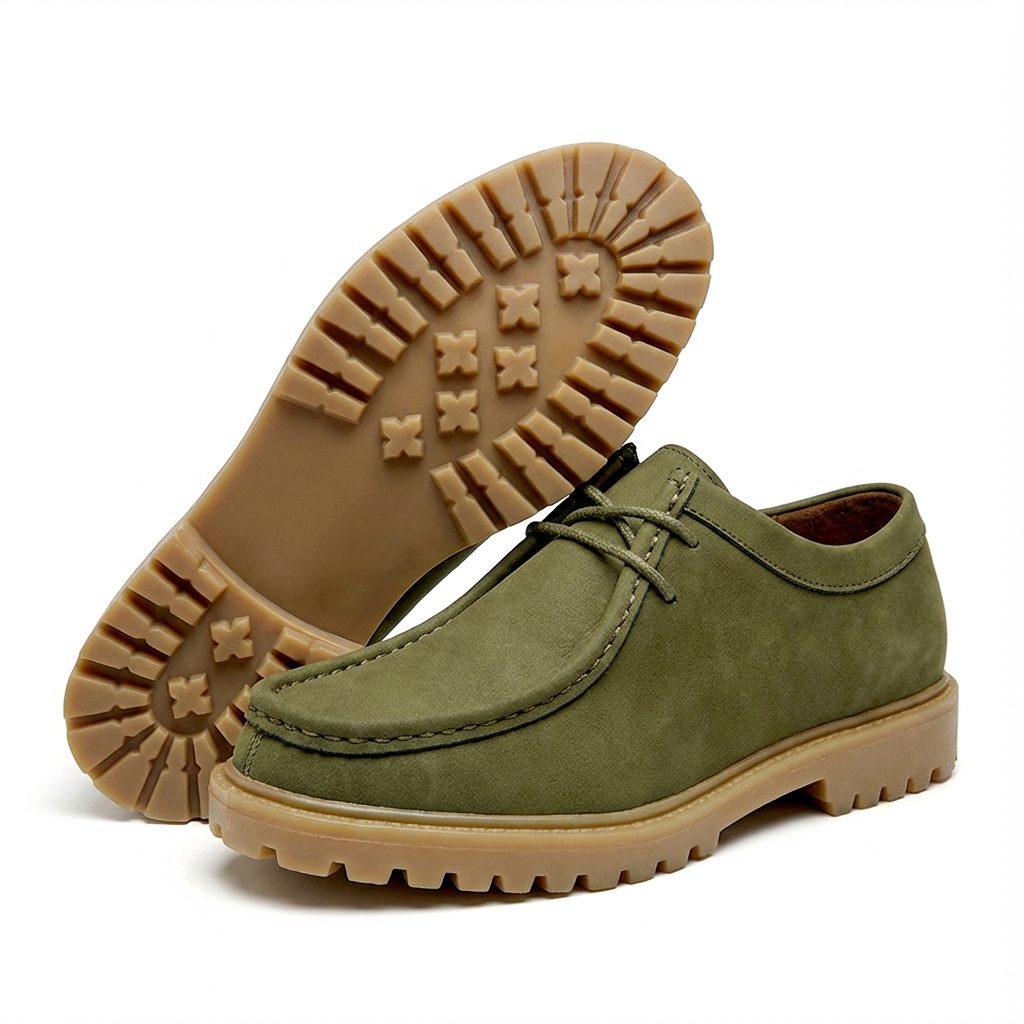 Lace-Up Moc Toe Faux Leather Shoes with Lug Sole for Men