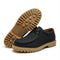 Lace-Up Moc Toe Faux Leather Shoes with Lug Sole for Men - Black