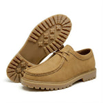Lace-Up Moc Toe Faux Leather Shoes with Lug Sole for Men - Brown